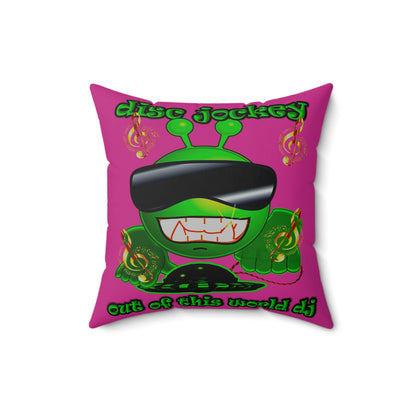 disc jockey - Spun Polyester Square Pillow - (pink)