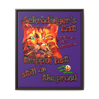 schrodinger's cat - framed canvas art (purple)