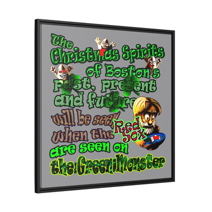 christmas spirits of boston - framed canvas art (grey)