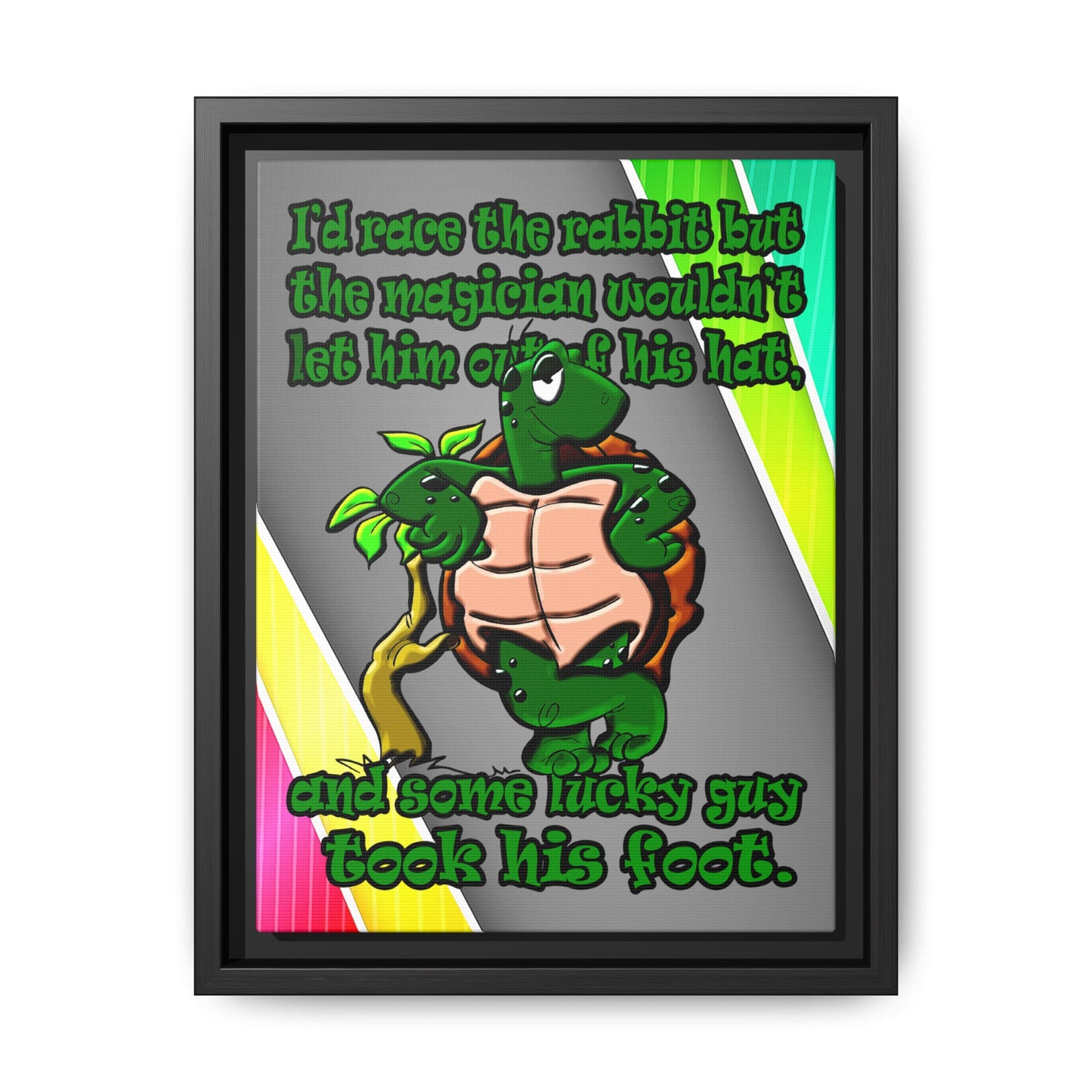 turtle race - framed canvas art (rainbow split)