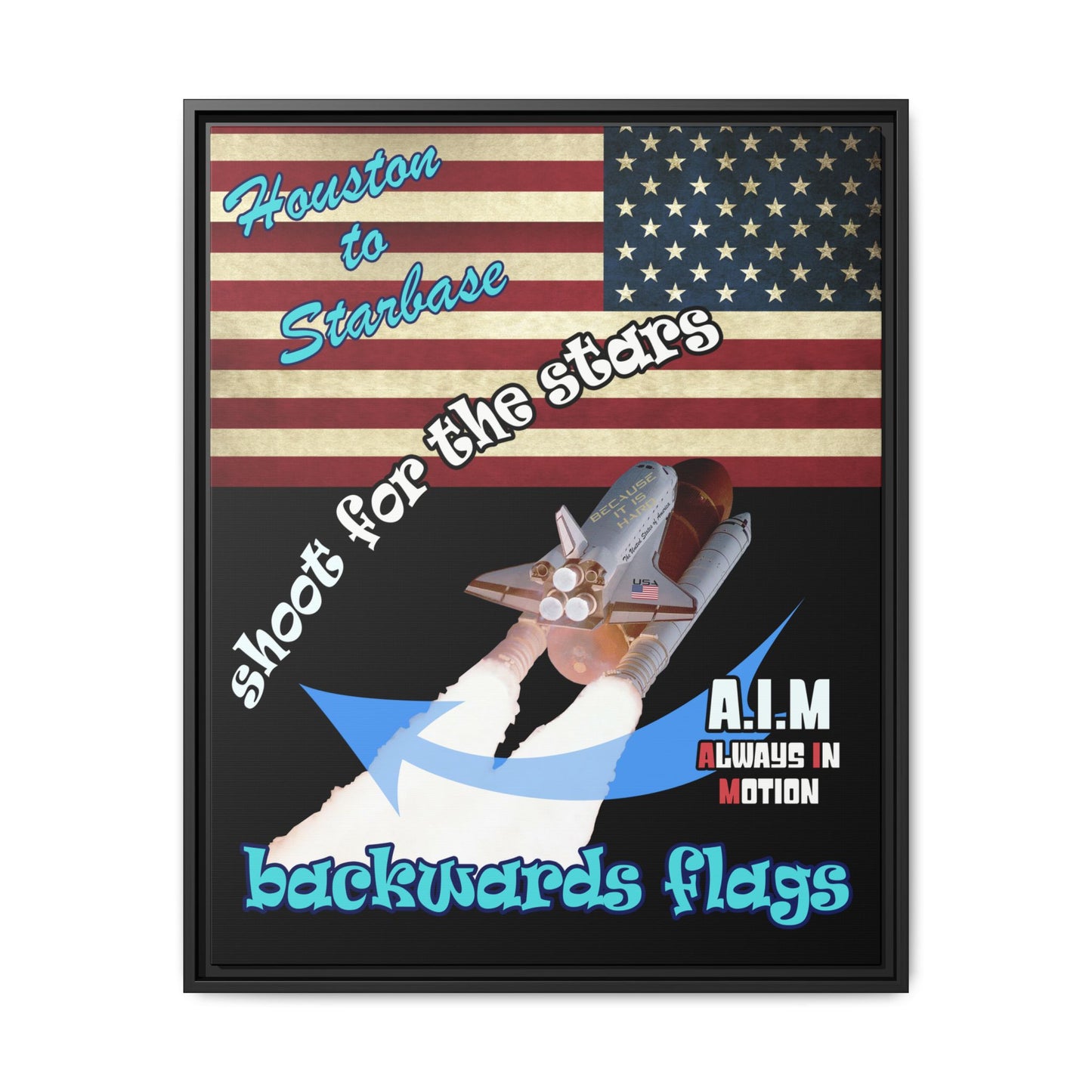 shoot for the stars - framed canvas art (black)
