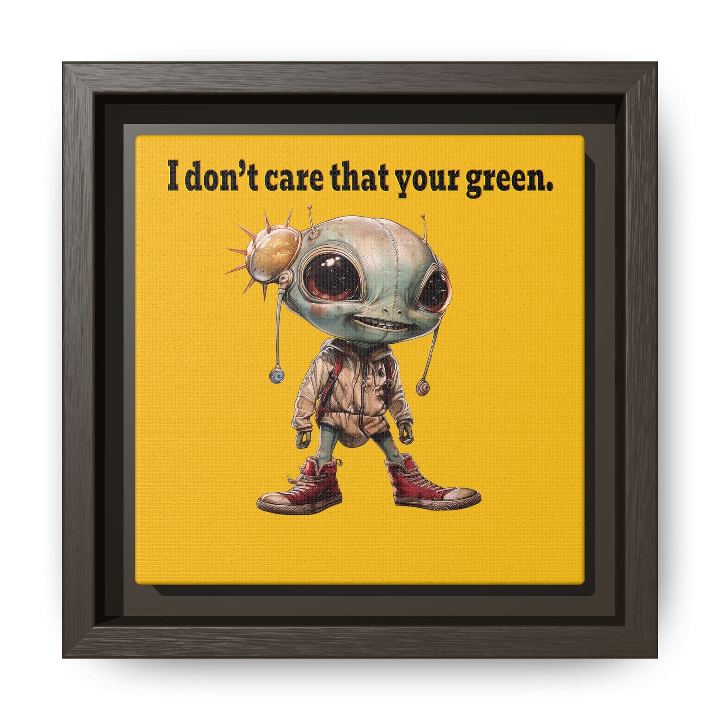 I don't care that your green - framed canvas art (yellow)