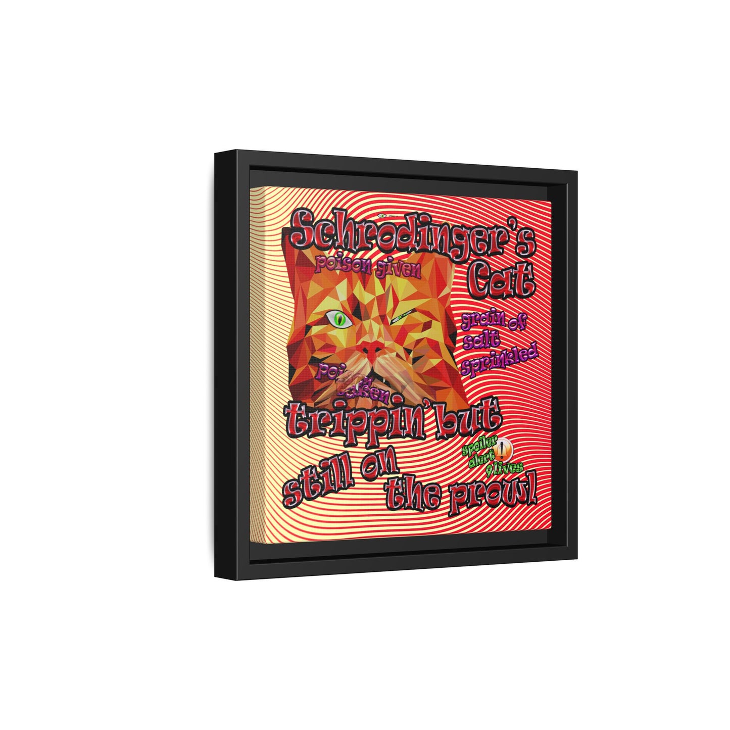 schrodinger's cat - framed canvas art (yellow-orange wave)