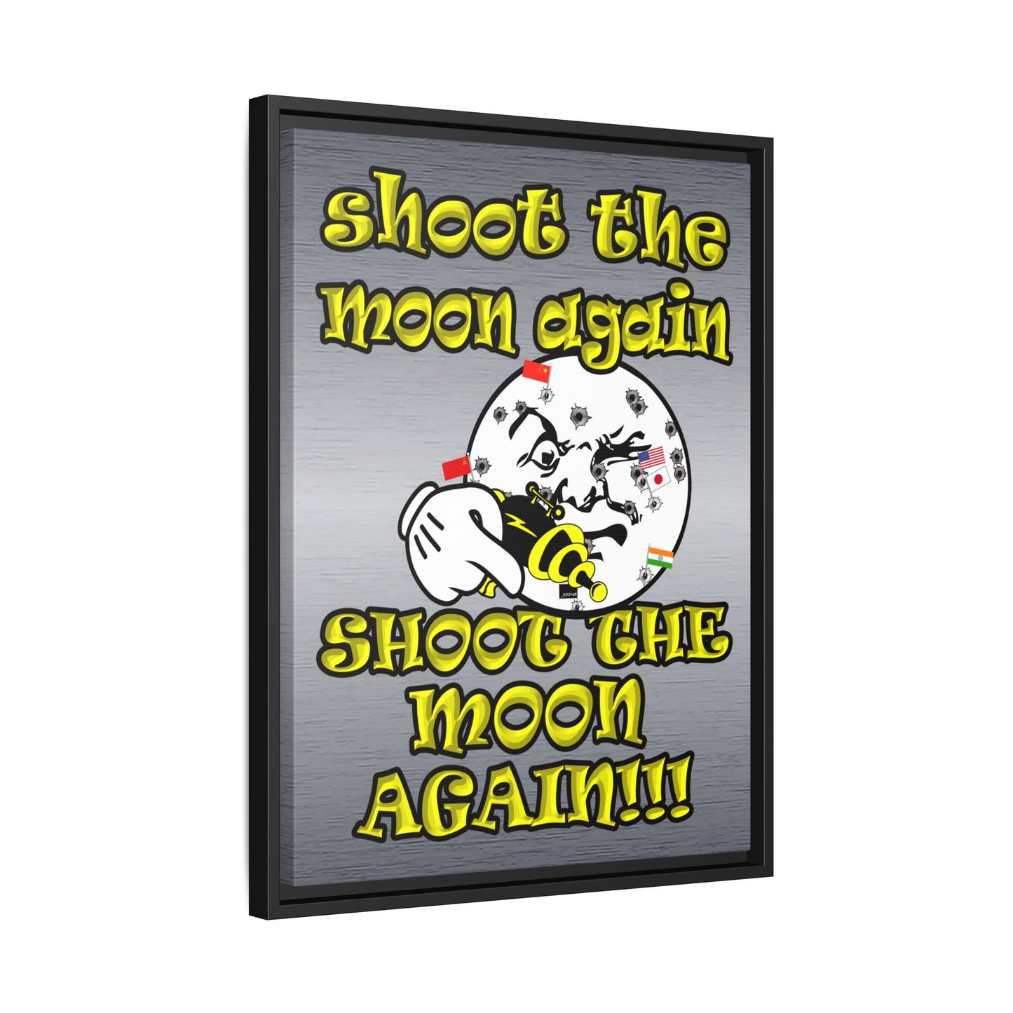 shoot the moon again - framed canvas art (brushed nickel)
