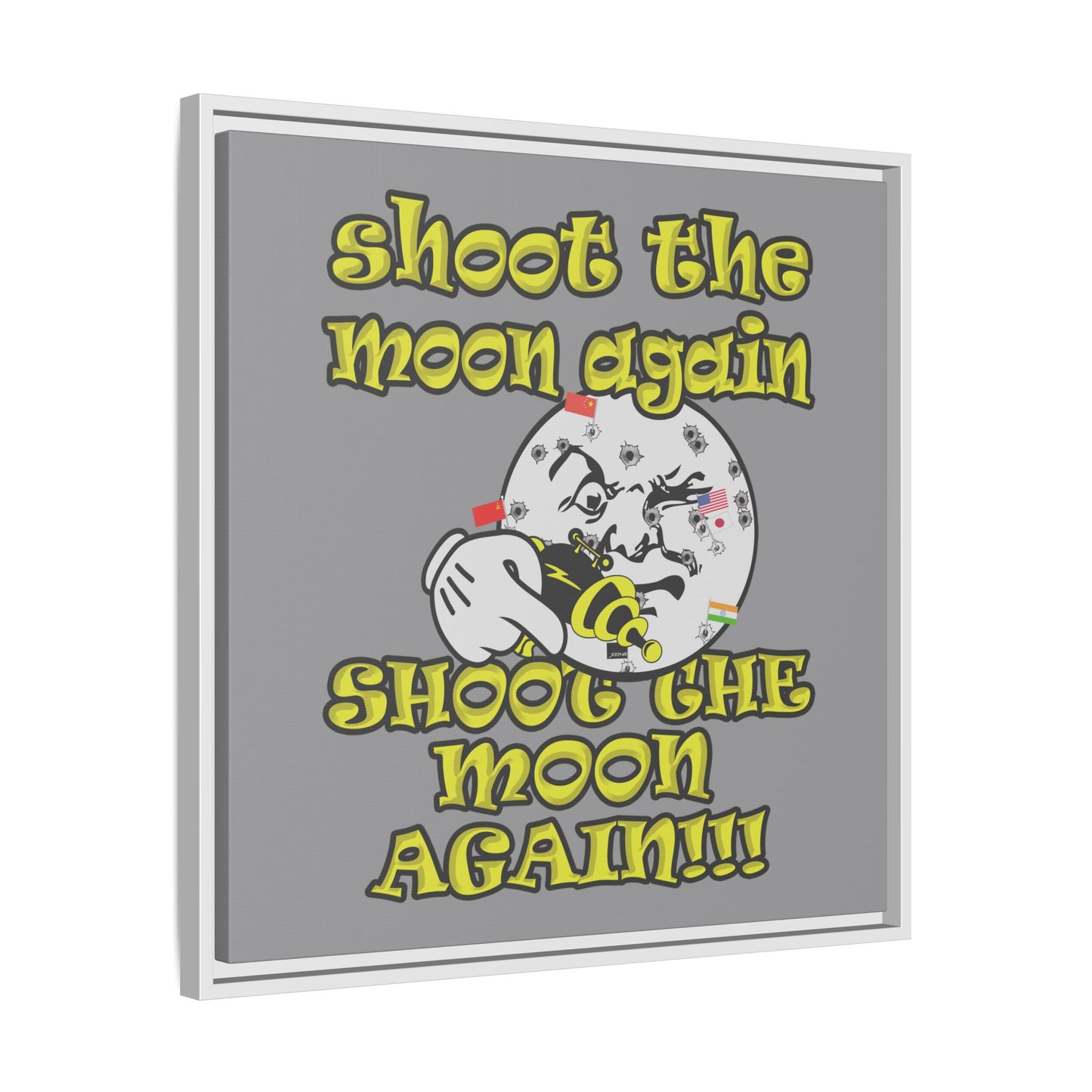 shoot the moon again - framed canvas art (grey)