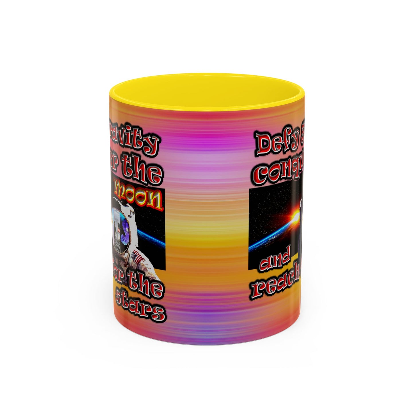 defy conquer reach - Accent Mug (color blur)