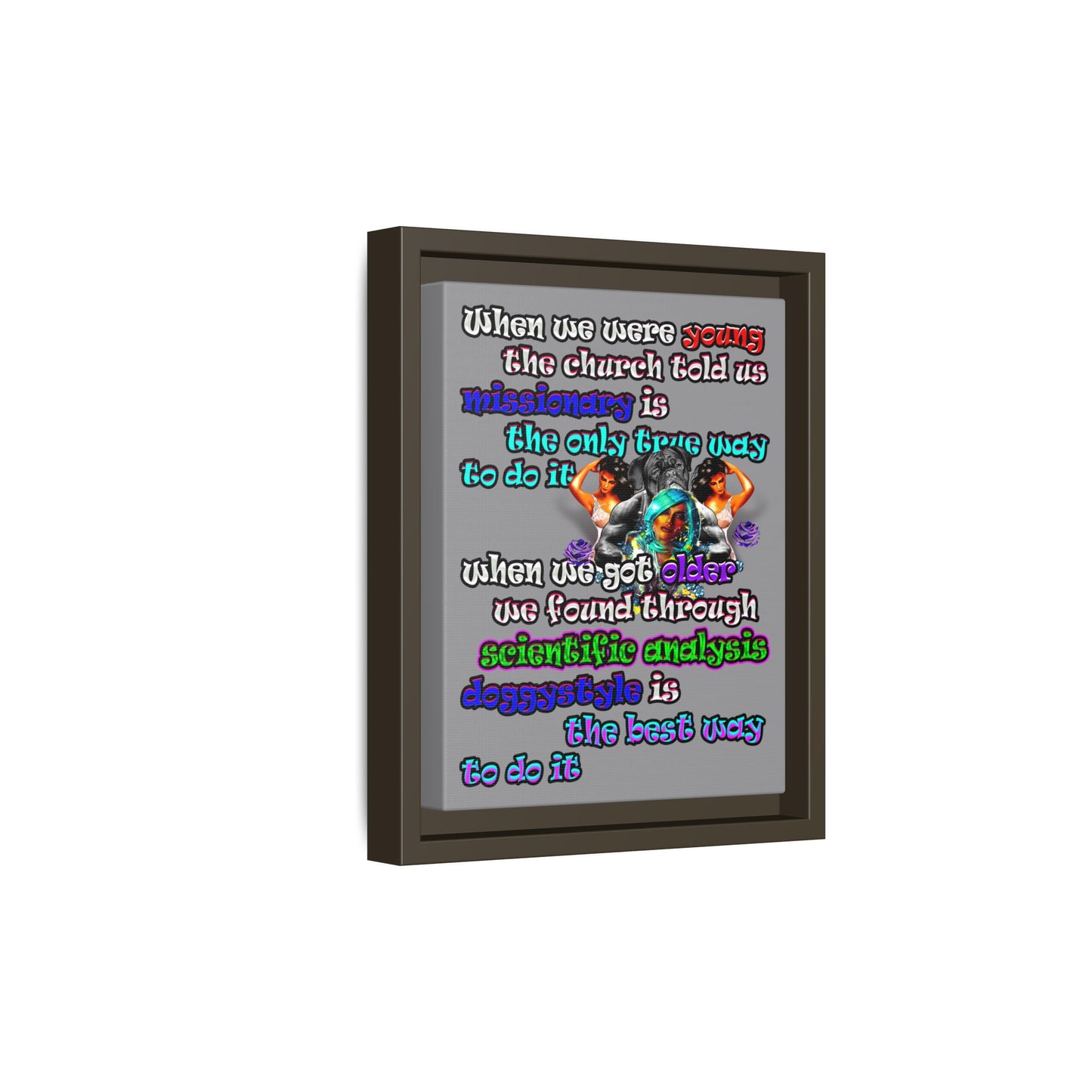 doggystyle - framed canvas art (grey)