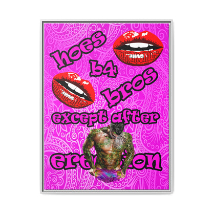 hoes b4 bros - framed canvas art (pink swirl)