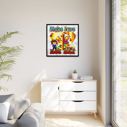 love peace - framed canvas art (white marble)