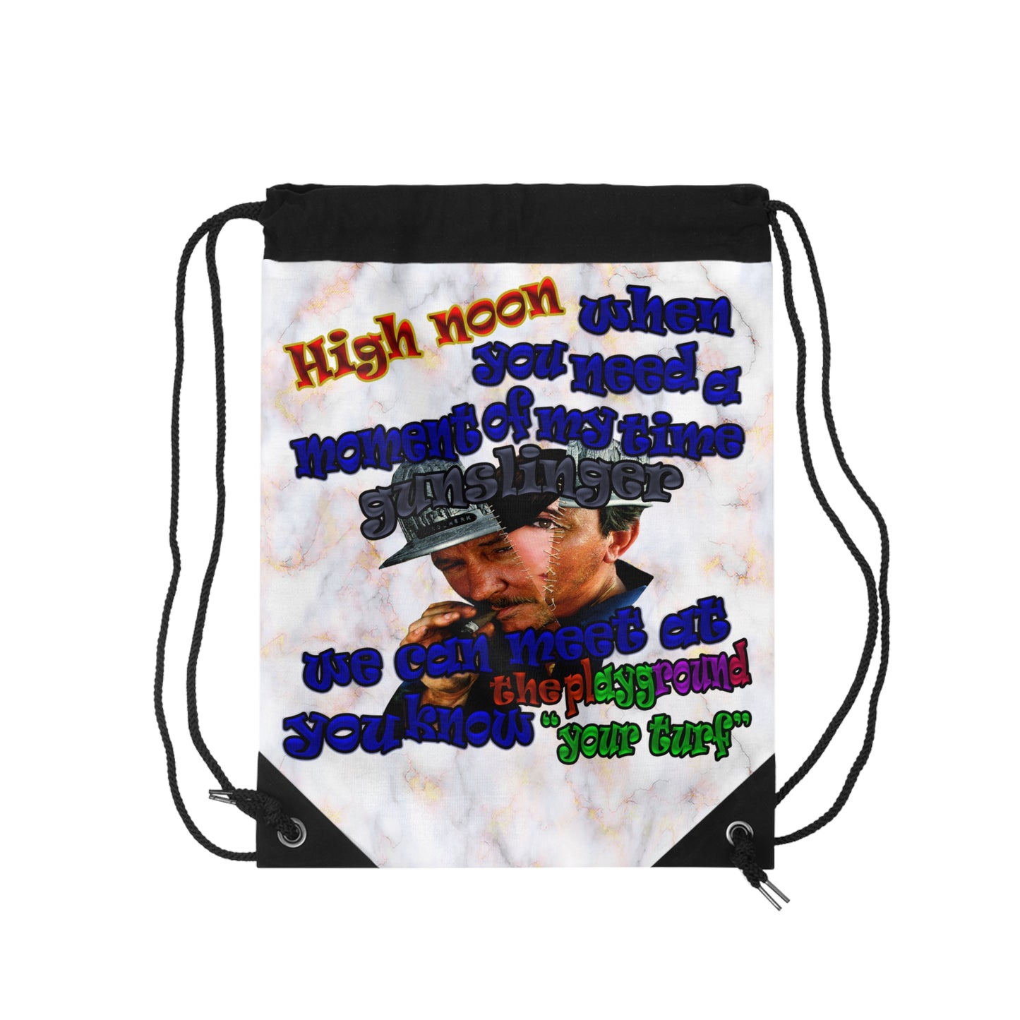 high noon - Drawstring Bag (white marble)