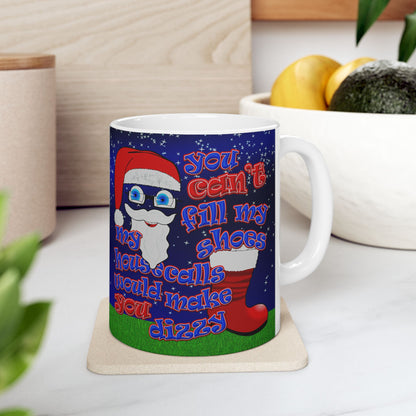 santa's shoes - White Mug ('snoops' background)