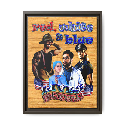 rw&b lives matter - framed canvas art (butterscotch wood finish)
