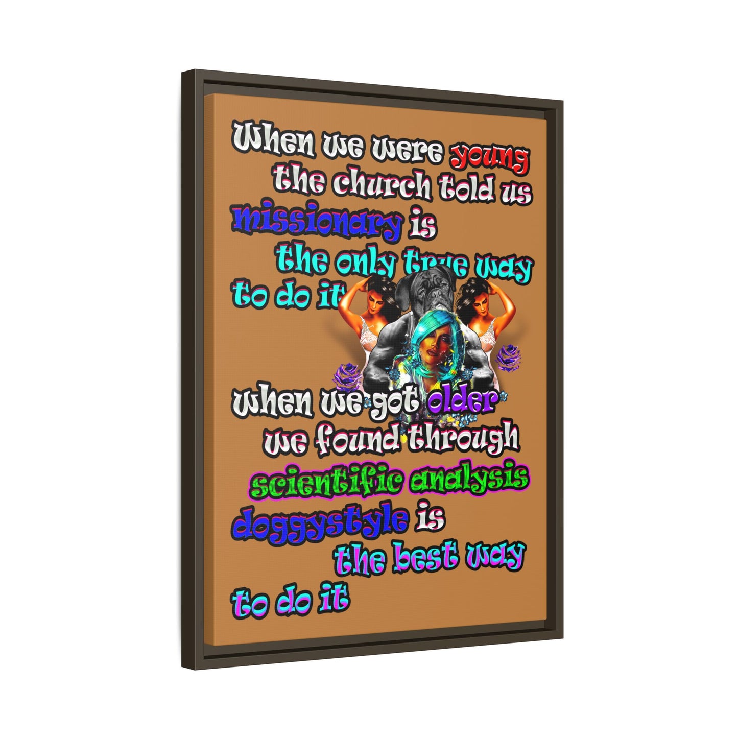 doggystyle - framed canvas art (light brown)