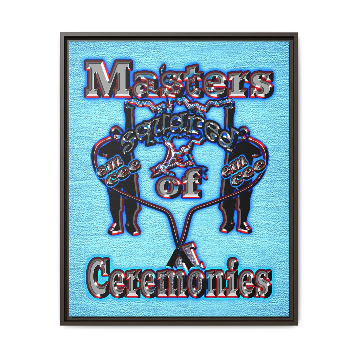 em cee squared - framed canvas art (faded blue)