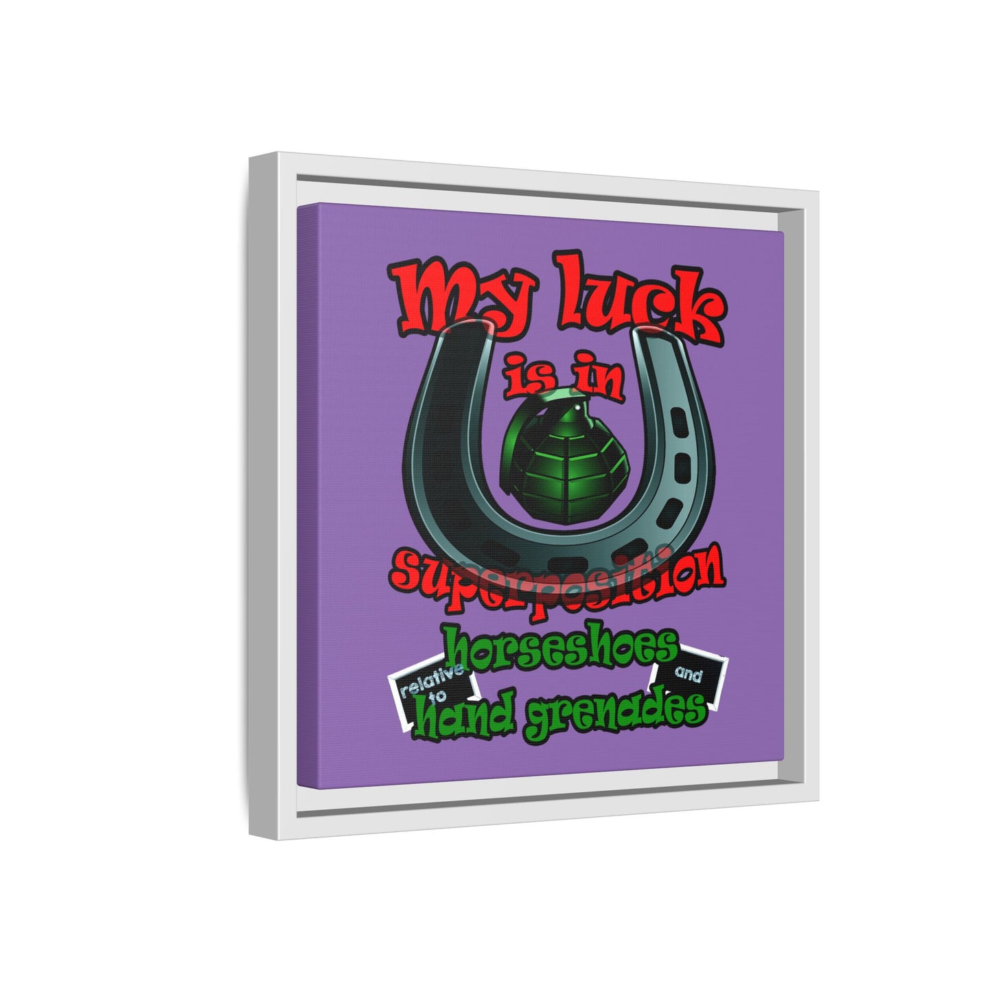 my luck - framed canvas art (light purple)