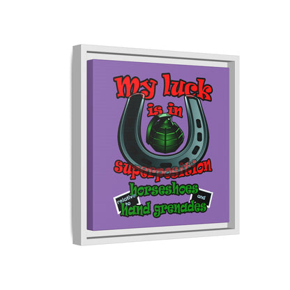 my luck - framed canvas art (light purple)