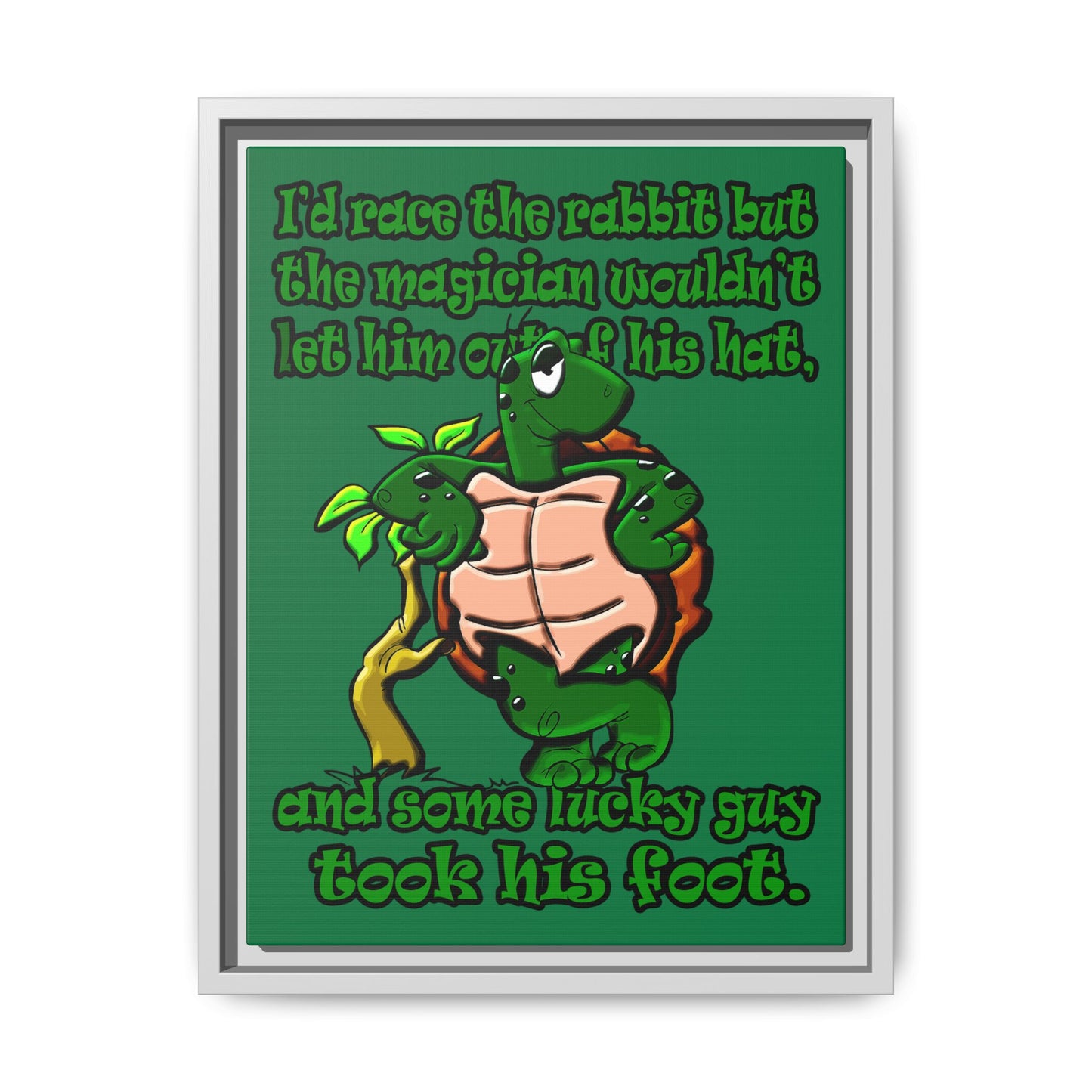 turtle race - framed canvas art (dark green)