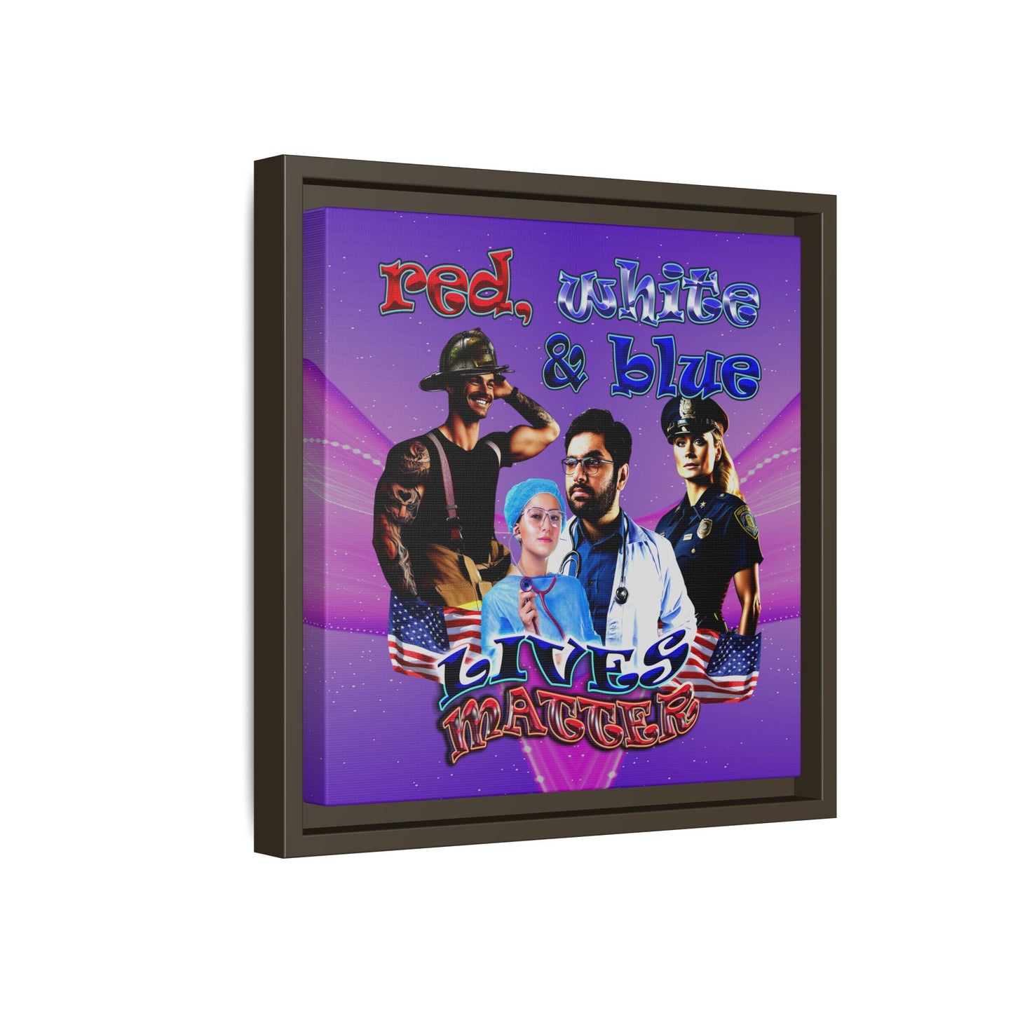 rw&b lives matter - framed canvas art (purple-pink wave)