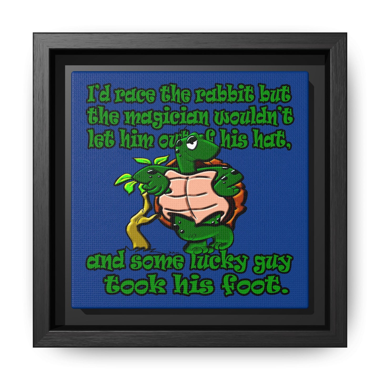 turtle race - framed canvas art (dark blue)