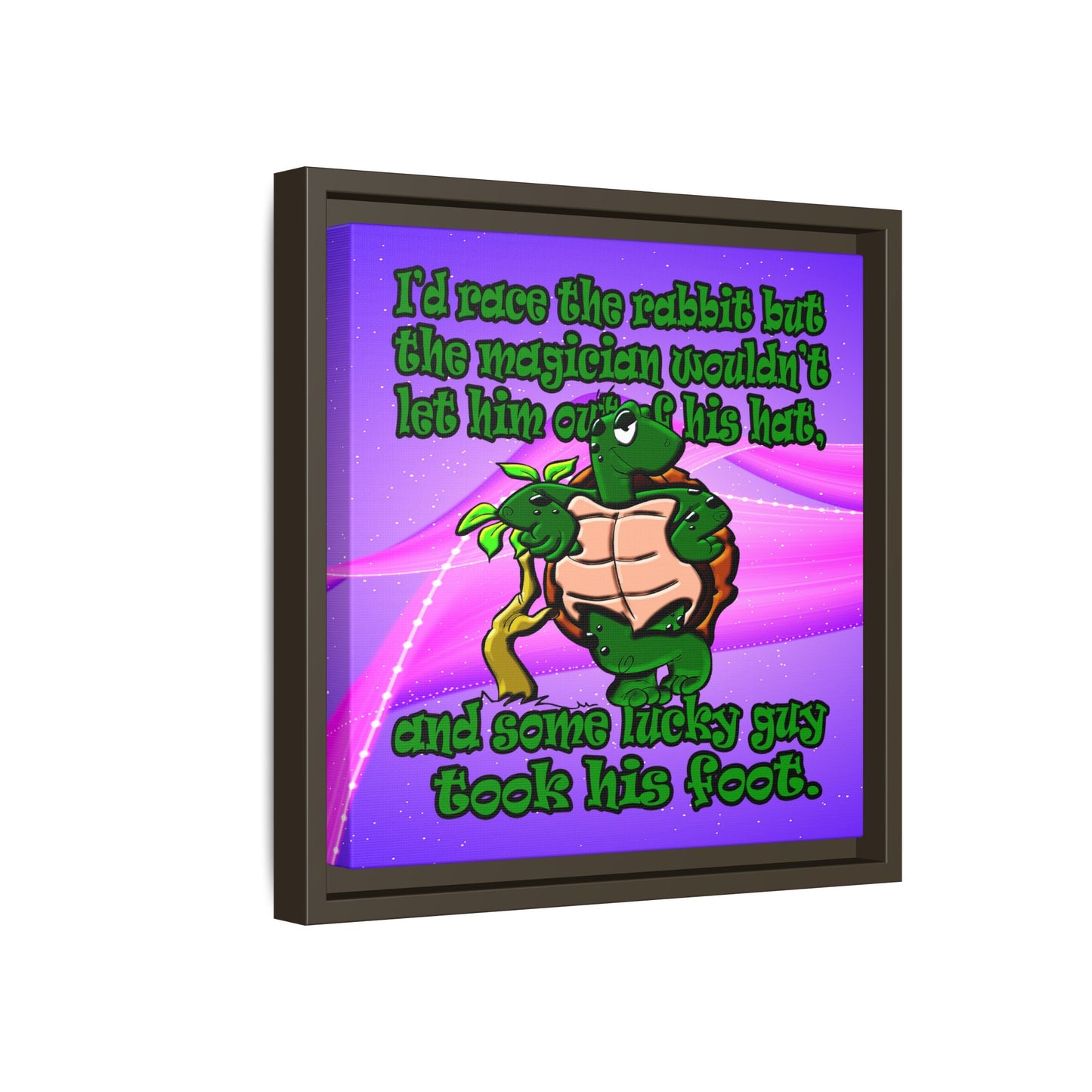 turtle race - framed canvas art (purple-pink wave)