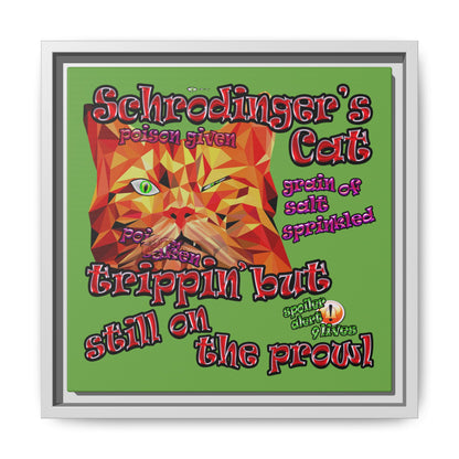 schrodinger's cat - framed canvas art (green)