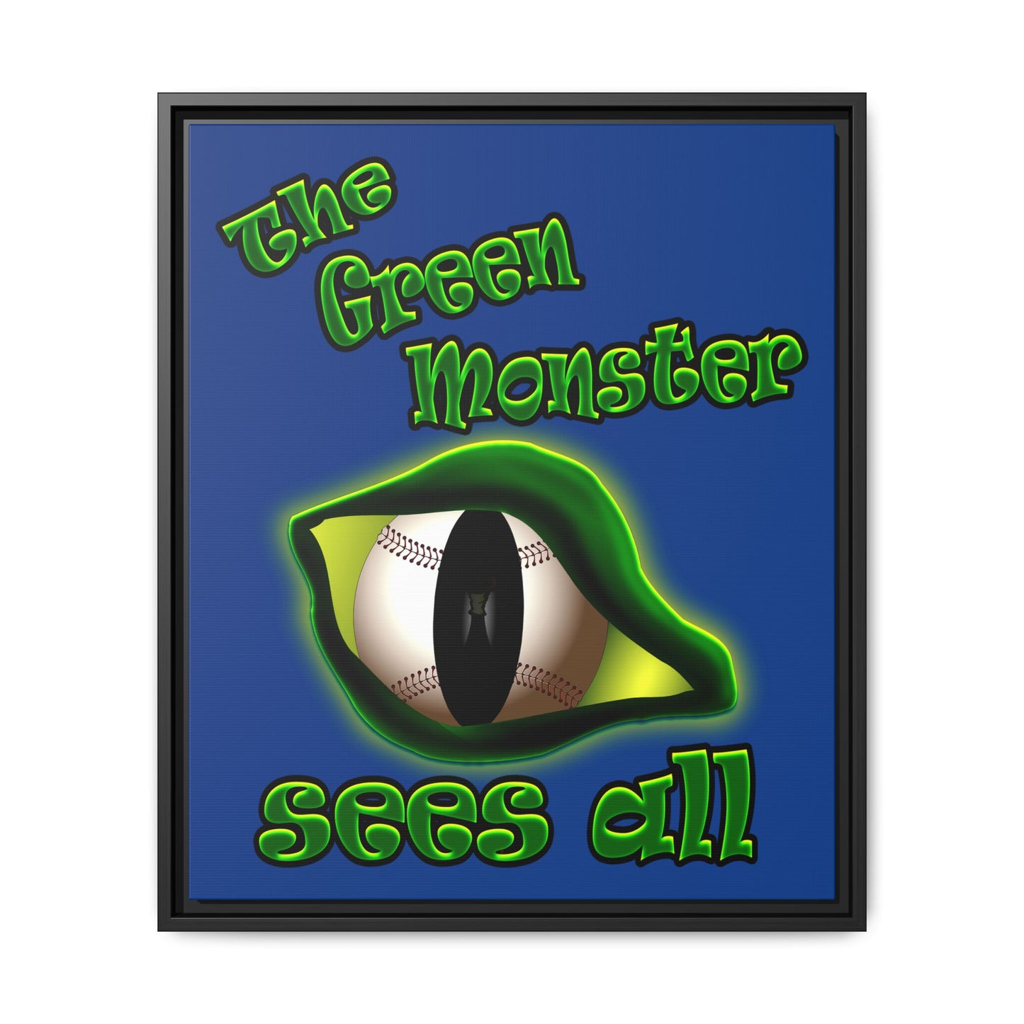 green monster - framed canvas art (dark blue)