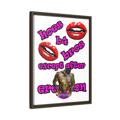 hoes b4 bros - framed canvas art (white)