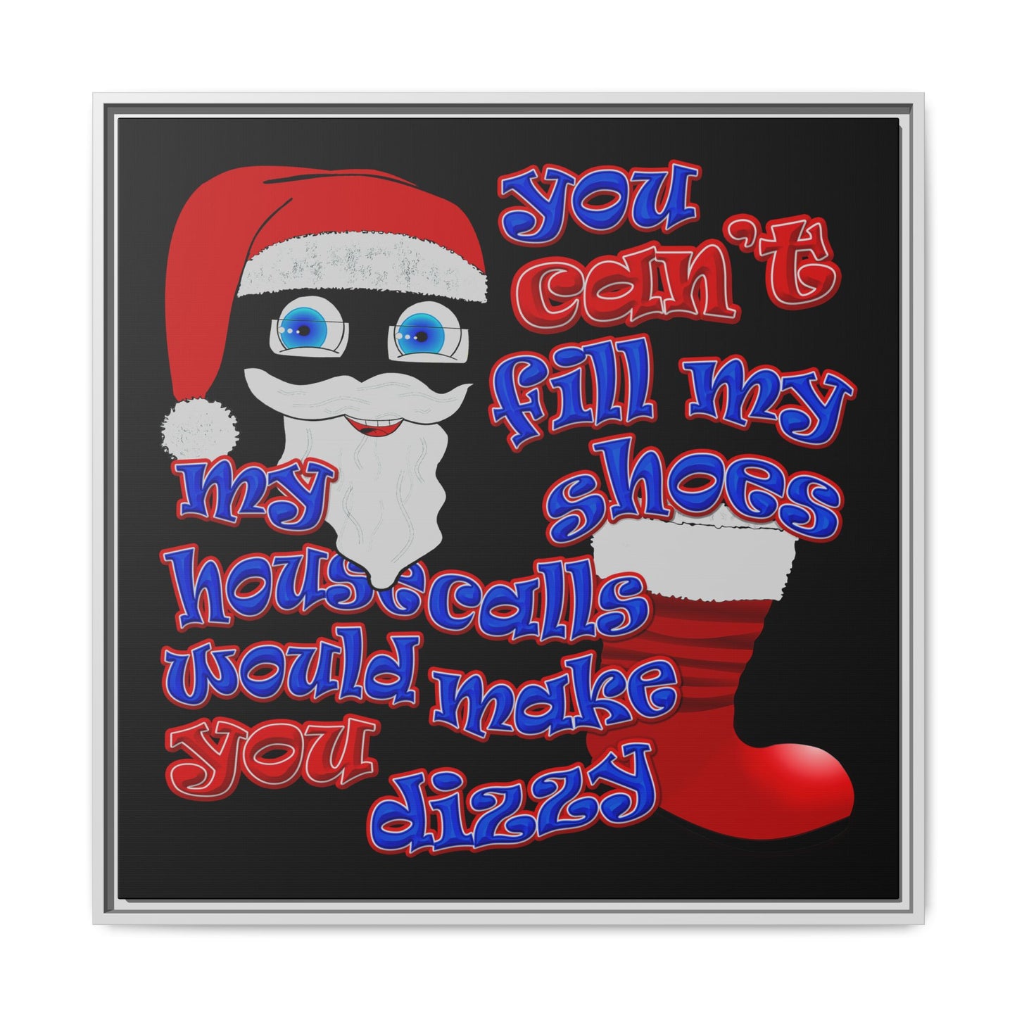 santa's shoes - framed canvas art (black)