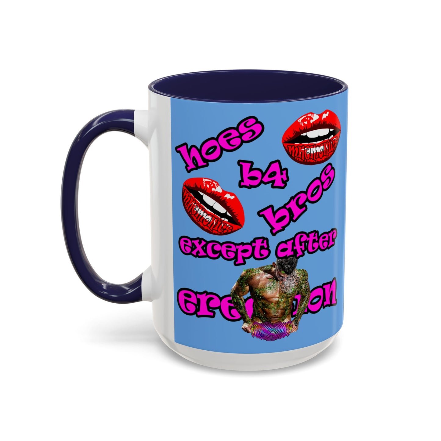 hoes b4 bros - Accent Mug (light blue)