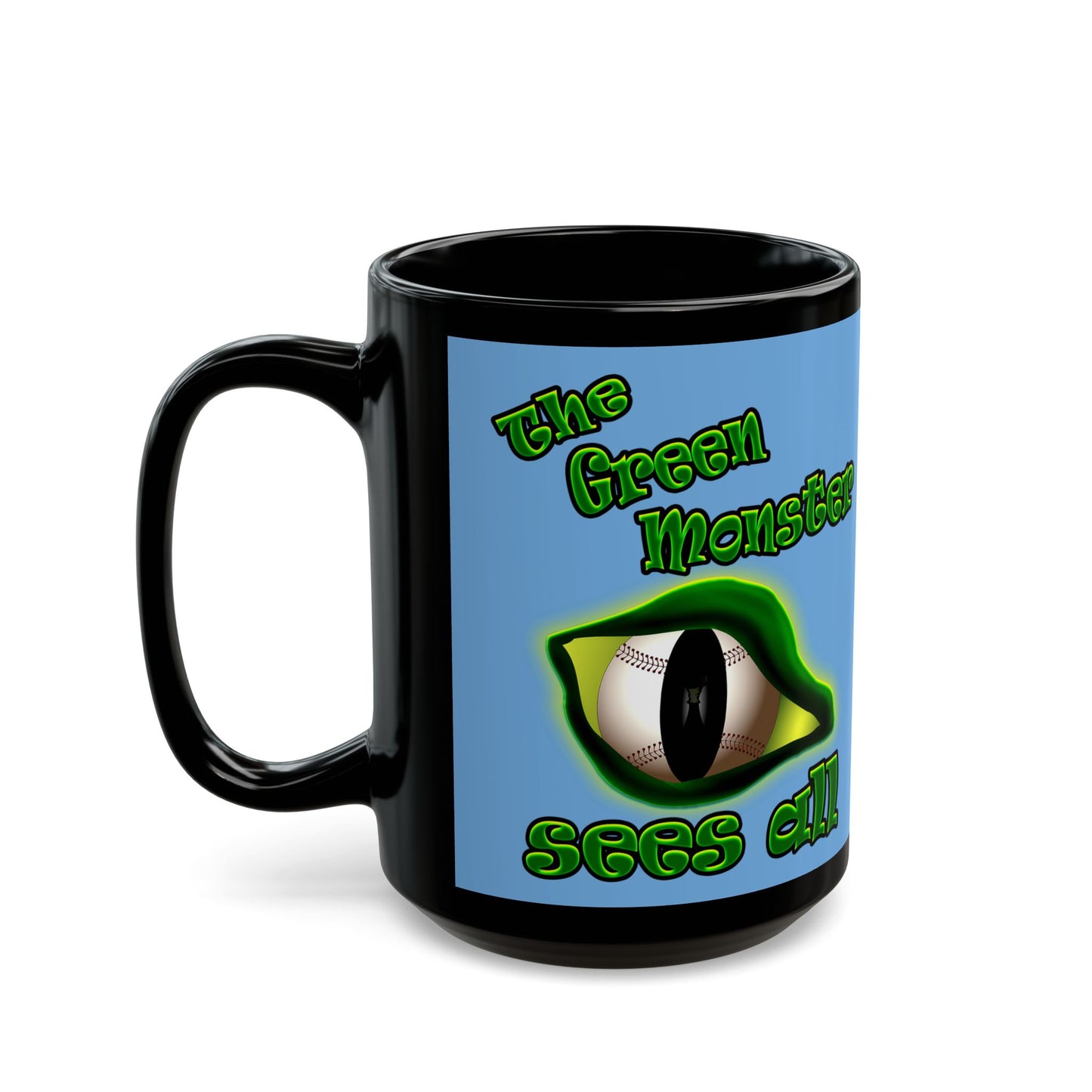 green monster - Black Mug (light blue)