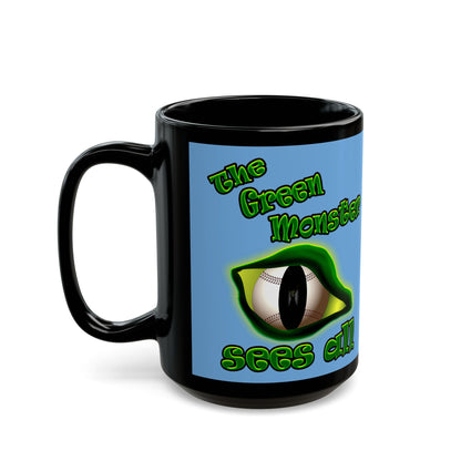 green monster - Black Mug (light blue)