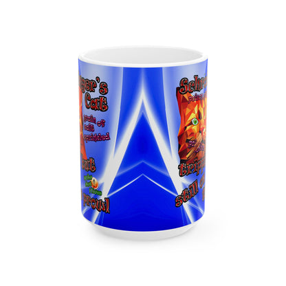 schrodinger's cat - White Mug (blue-white wave)