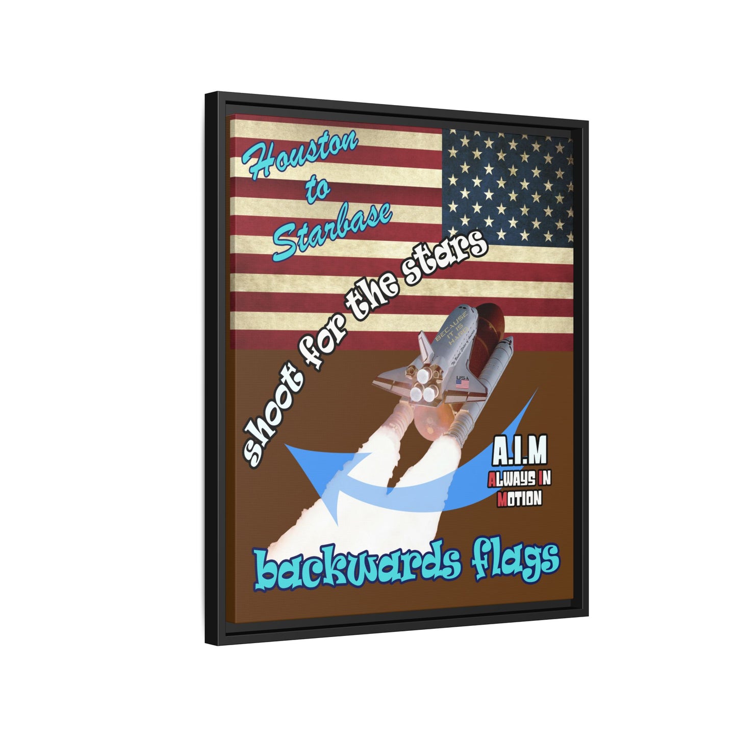 shoot for the stars - framed canvas art (brown)