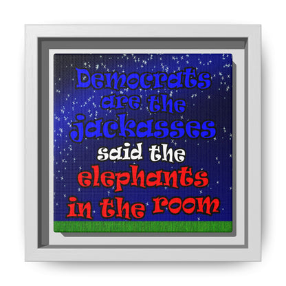 donkeys and elephants - framed canvas art ('snoops' background)