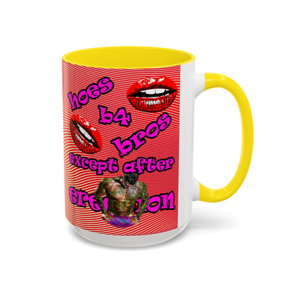 hoes b4 bros - Accent Mug (yellow-orange wave)