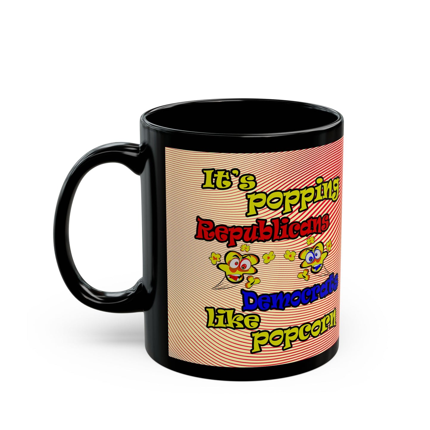 popping like popcorn - Black Mug (yellow-orange wave)
