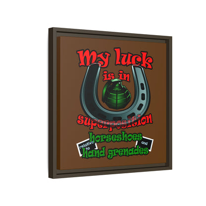 my luck - framed canvas art (brown)
