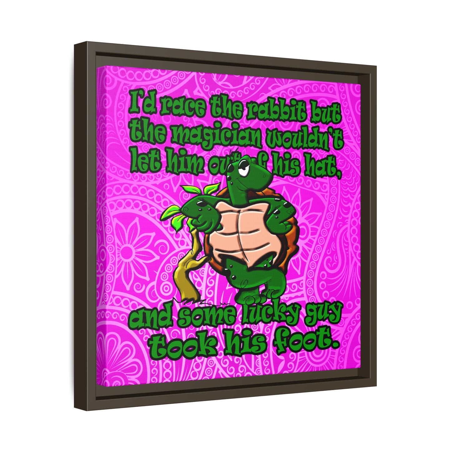 turtle race - framed canvas art (pink swirl)