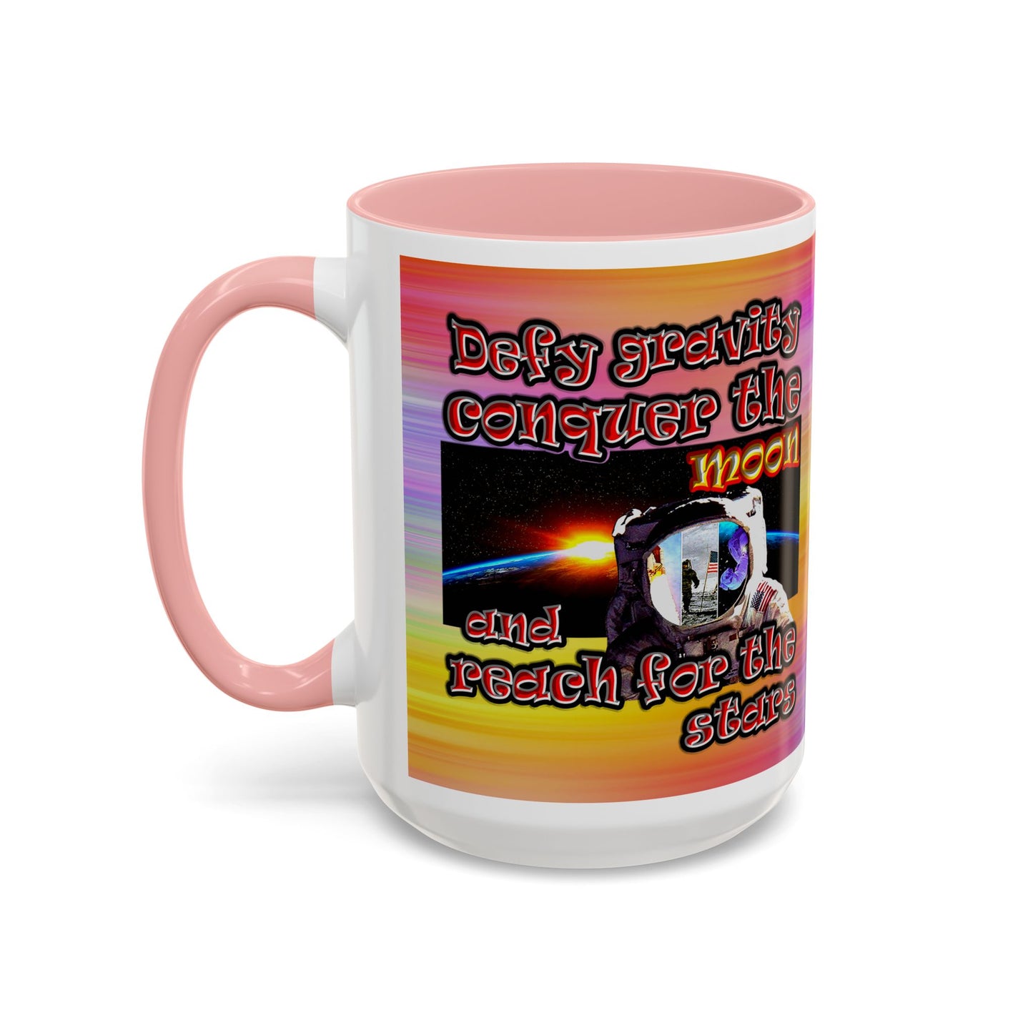 defy conquer reach - Accent Mug (color blur)