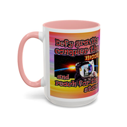 defy conquer reach - Accent Mug (color blur)