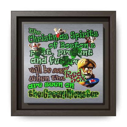 christmas spirits of boston - framed canvas art (brushed nickel)
