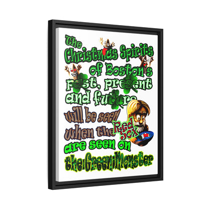 christmas spirits of boston - framed canvas art (white)