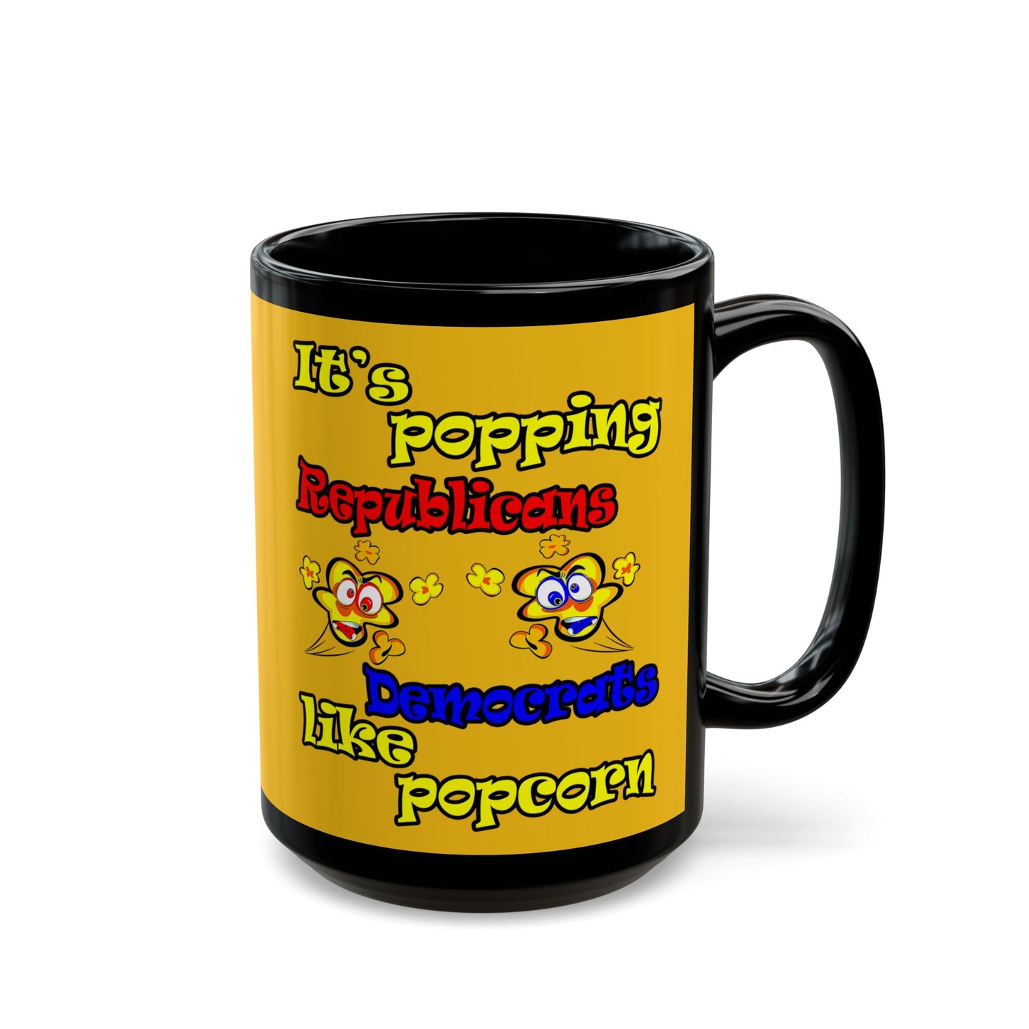 popping like popcorn - Black Mug (yellow)