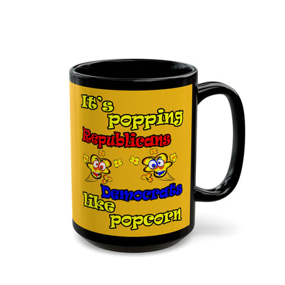 popping like popcorn - Black Mug (yellow)