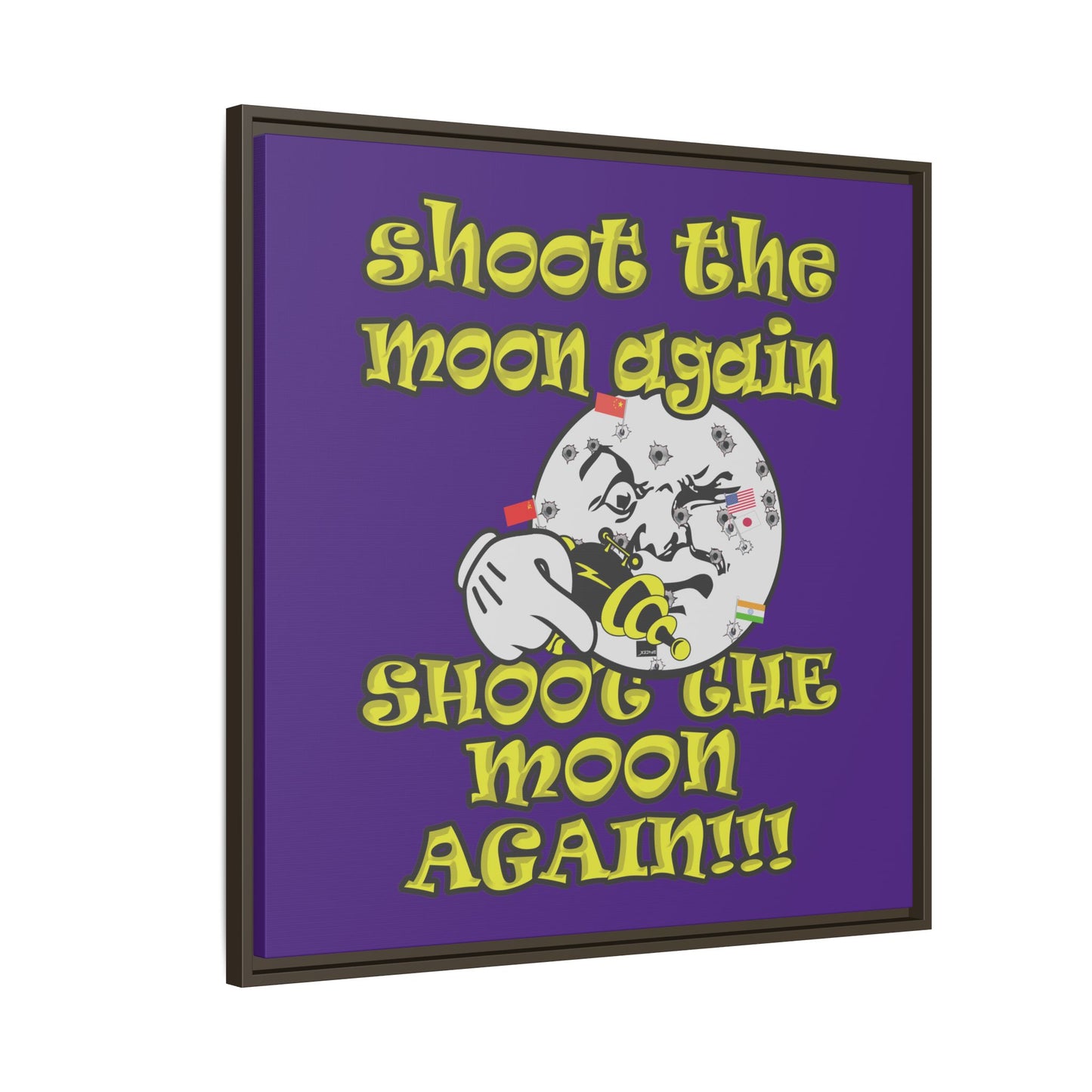 shoot the moon again - framed canvas art (purple)