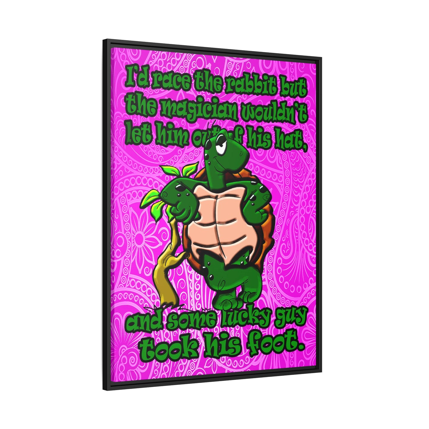 turtle race - framed canvas art (pink swirl)
