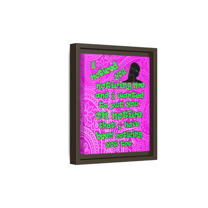 noticed you noticing - framed canvas art (pink swirl)
