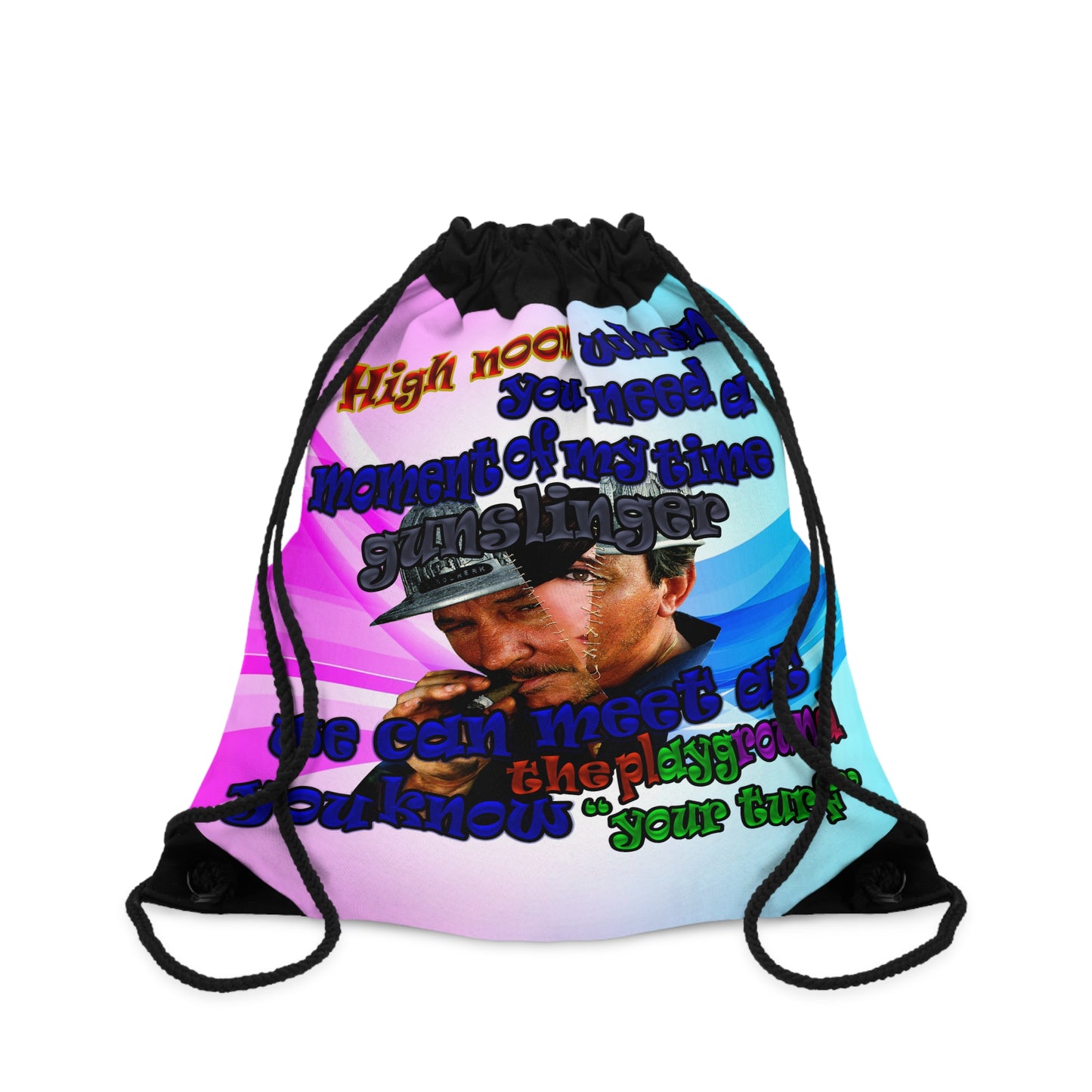 high noon - Drawstring Bag (light blue-pink wave)