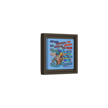 drop the beat - framed canvas art (light blue)