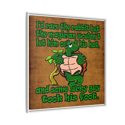 turtle race - framed canvas art (brown papyrus)
